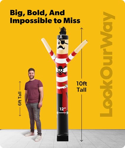 Pirate Themed 10ft Inflatable Tube Man - Wacky Waving Air Dancer for Business Promotion - Blower Not Included