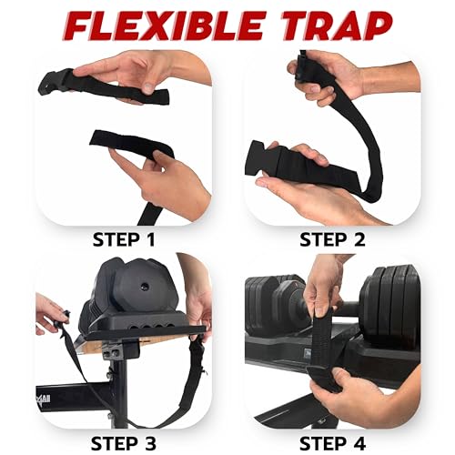 Yes4All Adjustable Dumbbell Stand - 160 lb Capacity, Spotter & Weight Rack with Strap