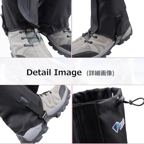 Waterproof Hiking Gaiters for Men Women Ankle Leg Cover Snow Trail Gear - Black Medium