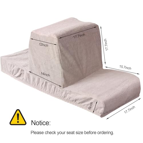 GONGJIANG Khaki 2 Sets Back-to-Back Boat Seat Covers - Microfiber Stretchable Protectors