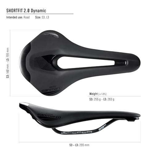 Selle San Marco Shortfit 2.0 Dynamic Bicycle Saddle Black/Black L3 - Road Cycling Seat