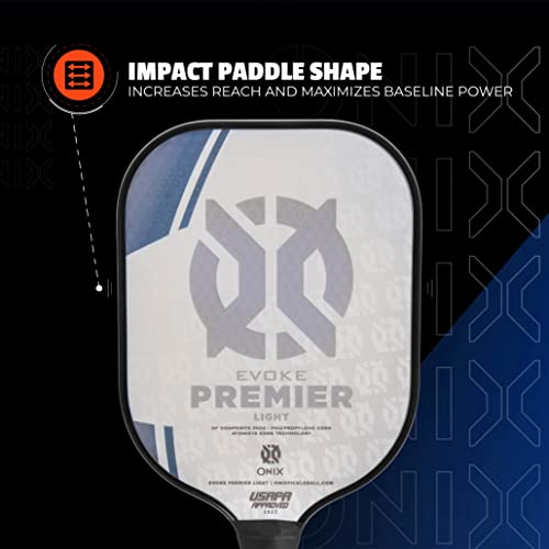 Onix Evoke Premier Pickleball Paddle - 14mm Medium Blue Impact Shape