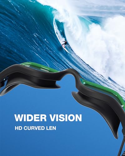 Swimming Goggles Adult Mirrored Pool & Lap Goggles A4 - Green Frame Clear Lens