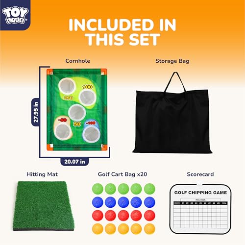 TOY Life 1 Pack Golf Cornhole Set with Chipping Mat & Foam Balls - Backyard Outdoor Golf Game for Adults & Kids