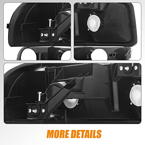 1999-2007 GMC Sierra Headlight Assembly Black Housing 4PCS Compatible with Models