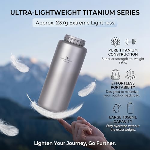 Titanium Water Bottle 35.5oz Leakproof Hydration Flask for Camping Hiking