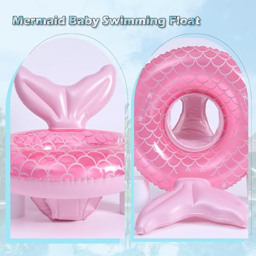 Kids Mermaid Pool Float with Seat and Handle - Pink Inflatable Swim Ring for Toddlers