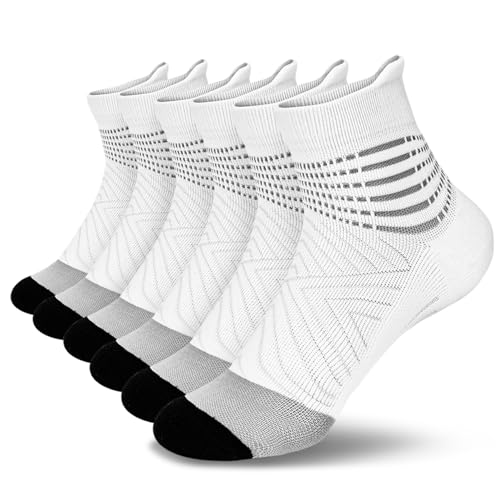 IRAMY Compression Ankle Support Socks Large White 3 Pairs - Wicking Cushioned Relief