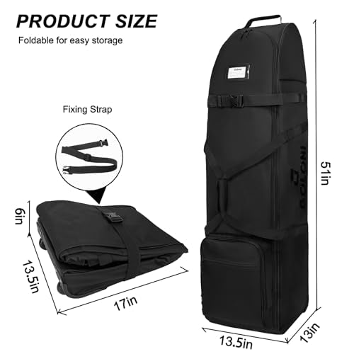 Golf Travel Bag for Airlines - Heavy Duty Water-Resistant with Padded Clubs - Black