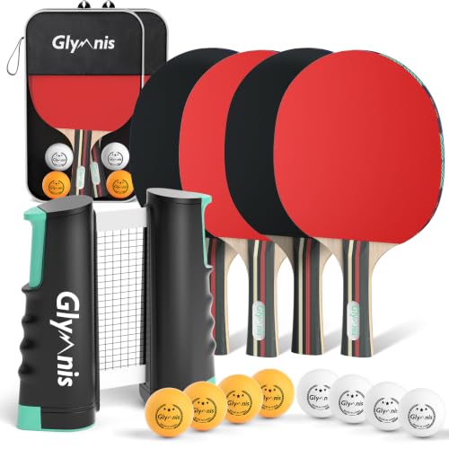 Ping Pong Paddle Set with Retractable Net and Balls - Table Tennis Kit