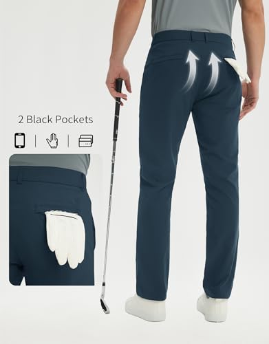Men's Golf Pants 34W x 30L Inseam Stretch with 5 Pockets - Navy