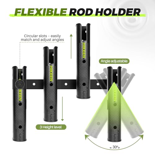 Hikeen 1 Pack Adjustable Wall-Mount Fishing Rod Holder for Boat Kayak Garage