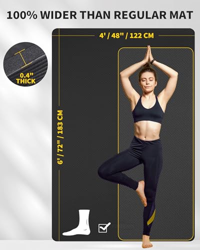 CAMBIVO 72x48 Inch Extra Thick Yoga Mat - Non-Slip, 10mm TPE, Black