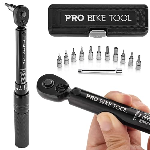 Black Bike Torque Wrench Set 1/4 Inch Drive 2.2-16.9 Nm - Professional Bicycle Tool