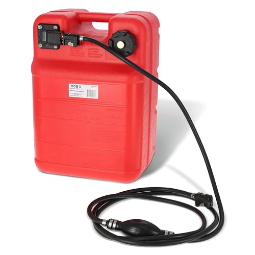 BISupply 6 Gallon Portable Marine Gas Tank with Fill Hose for Small Engines