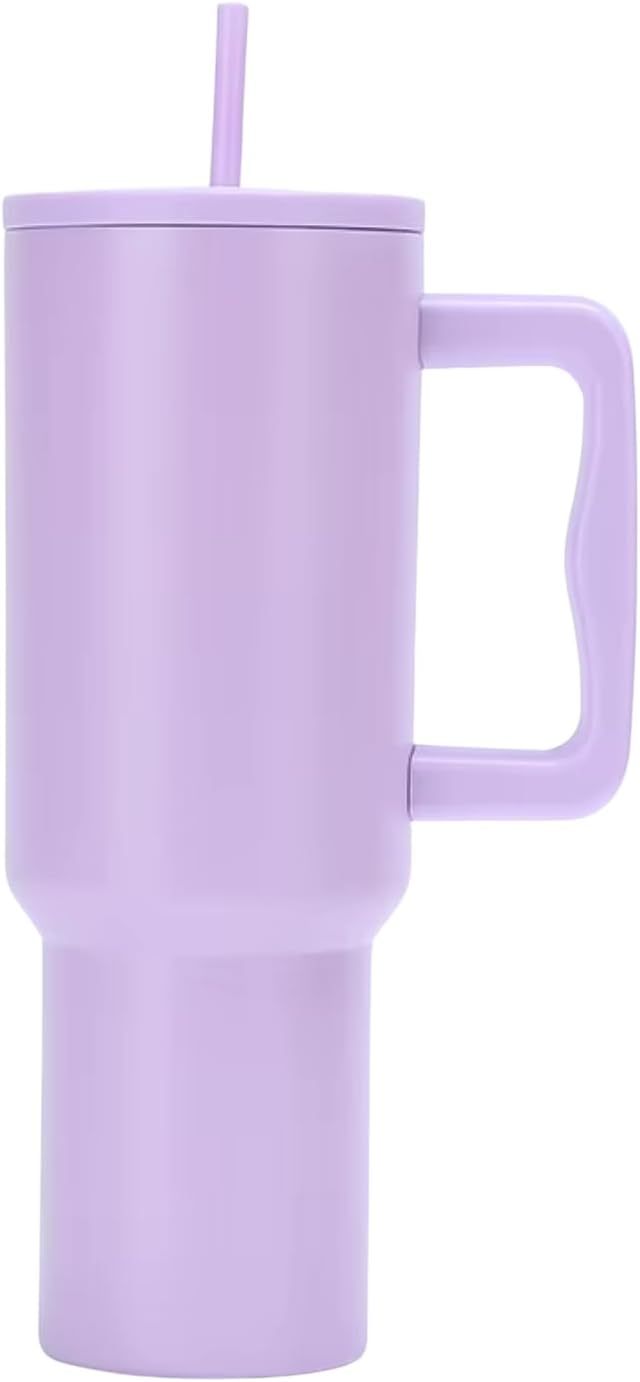 Skiennix 40 Oz Stainless Steel Insulated Water Bottle - Leakproof BPA-Free Tumbler with Handle & Straw | Purple