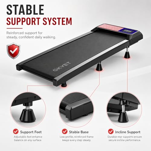 Gkyet AF Red Walking Treadmill Pad with 8% Incline for Home Office - Quiet, Adjustable Speed