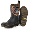 Women’s Waterproof Rubber Boots with Leopard Print - Mid Calf Rain & Hunting Boots, Size 5-11