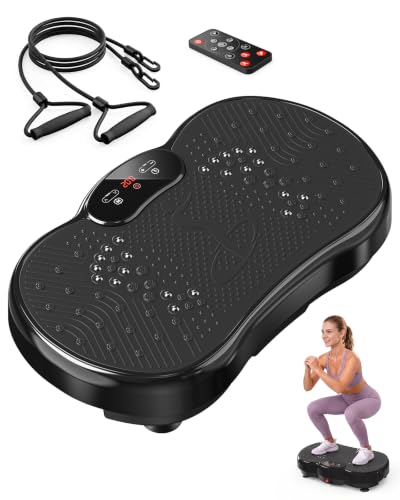 HTM Vibration Plate Exercise Machine Black Medium – 9 Modes, 120 Speeds, Remote