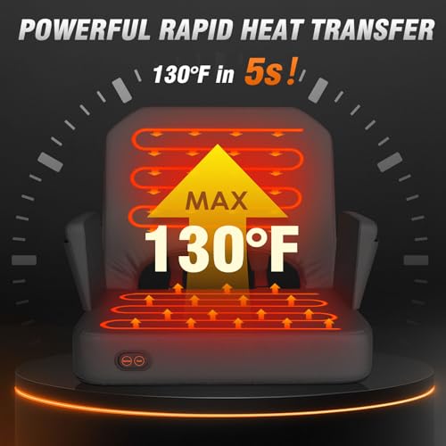 HOPERAN Heated Stadium Seats for Bleachers with Dual Control & Foldable Armrests – Black, Wide, USB Powered