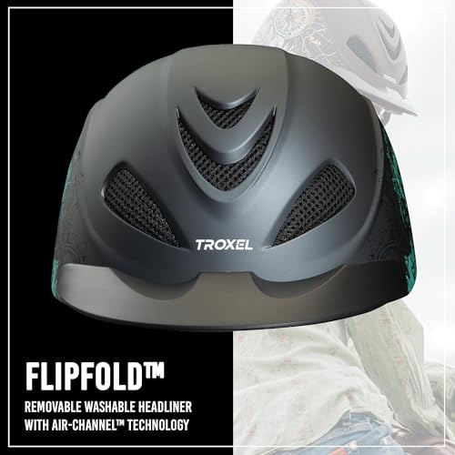 Troxel Rebel Bold Turquoise Rose Medium Horse Riding Helmet - Lightweight, Adjustable, Low-Profile Safety Gear