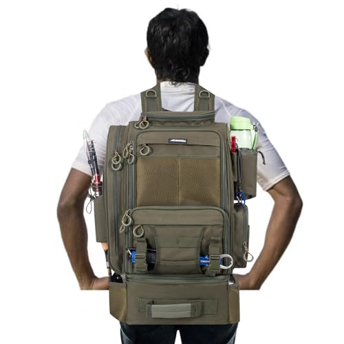 Fishing Backpack with Cooler and Rod Holder - Army Green