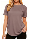 Workout Tops for Women Crew Neck Short Sleeve Athletic T Shirt Large Mushroom