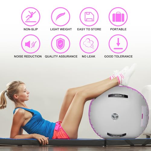Pink Gymnastics Air Barrel Tumbling Trainer - No Pump, 4ft x 2.5ft