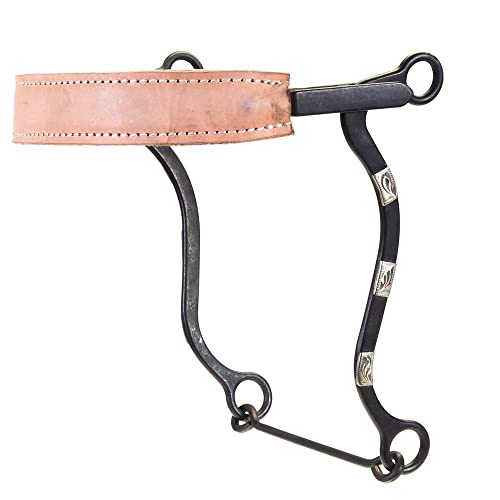 Leather Covered Hackamore Bit with Silver Cheek - Equestrian Horse Tack