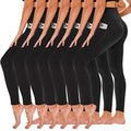 7 Pack High Waisted Yoga Leggings with Pockets for Women - Black, Full Length & Capri, Large-X-Large Variation