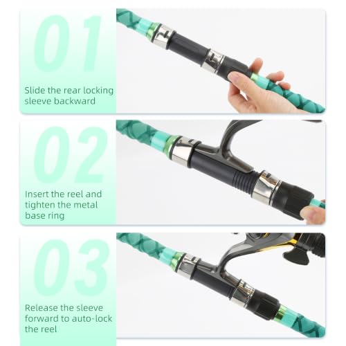 Green 15FT Saltwater Surf Fishing Rod - 4-Piece Travel Spinning Rod