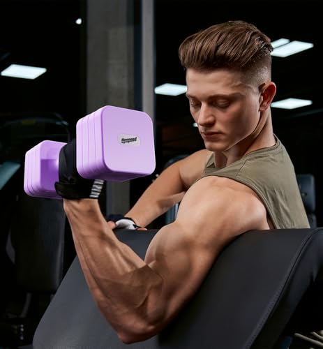 Adjustable Dumbbell Set 20LB Each Purple Space-Saving Home Gym Equipment