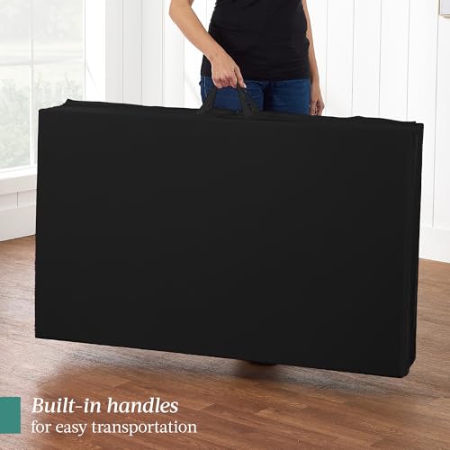 Black 10ft x 4ft x 2in Folding Gymnastics Exercise Mat with Handles