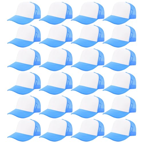 Lblue White 24 Pcs Sublimation Mesh Trucker Hats Baseball Cap for Men Women