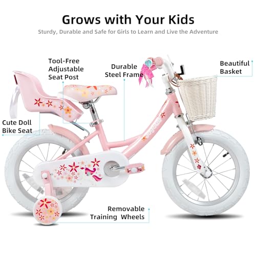 JOYSTAR Kids Bike for Girls 12 Inch Unicorn Bicycle with Training Wheels - Pink, Ages 2-4