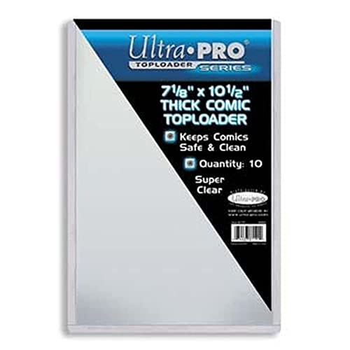 Comic Book Toploader Sleeve Pack of 10 - Clear Rigid PVC 7-1/8 x 10-1/2 Inches