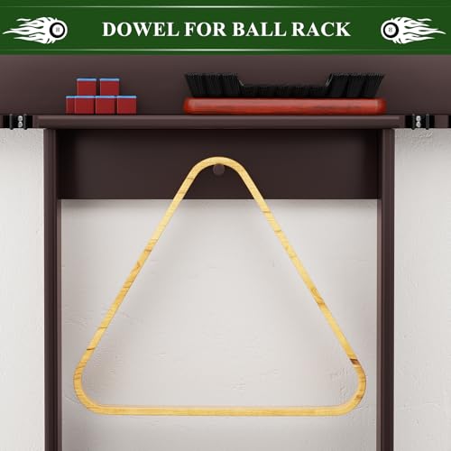 Dark Brown Bamboo Pool Cue Rack Wall Mounted for 8 Cues and Accessories