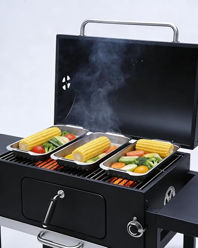Stainless Steel Grill Carry System with Large Food Prep Tray and Cooling Rack - 16.5x11 Inch