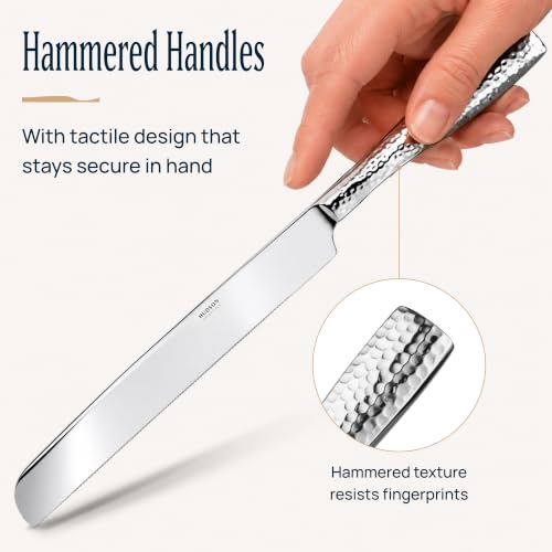 Hammered Stainless Steel Hostess Serving Utensil Set - 8-Piece Cake, Pie, Lasagna Servers