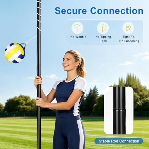 Heavy Duty Tetherball Set for Backyard with Rubber Ball & Adjustable Poles