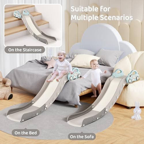 Indoor Toddler Slide for Couch & Bed - Safe Kids Playset, Blue