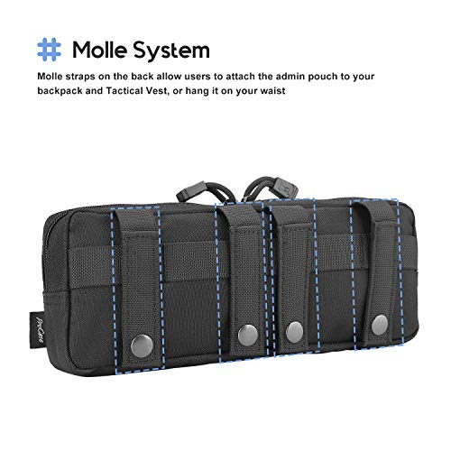 Small Tactical Admin Pouch Molle EDC Carry Bag for Magazines, Map & Tools - Black