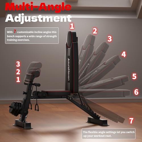 Black Adjustable Foldable Weight Bench for Full Body Home Gym - 660LBS Capacity