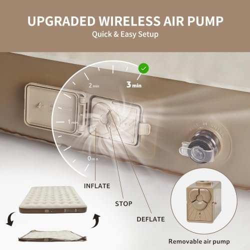 California King Air Mattress with Rechargeable Built-in Pump - Portable Inflatable Bed for Home & Camping