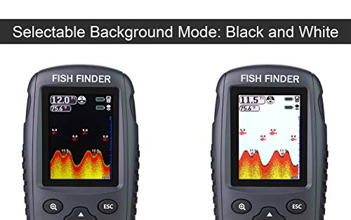 Wireless Fish Finder with LCD Display - Portable Depth Locator, Fish Size & Bottom Contour - Black