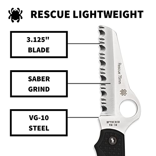 Spyderco Rescue 79mm Folding Pocket Knife with SpyderEdge Serrations