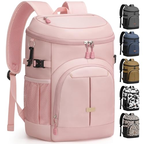 Insulated Cooler Backpack for Beach & Outdoor Picnics - Pink, 30 Cans