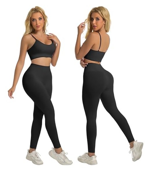 YOAKUKA Women's 4 Piece Workout Sets Seamless Acid Wash Yoga Outfits with Short Sleeve Top Sports Bra Biker Shorts High Waist Leggings Active Set