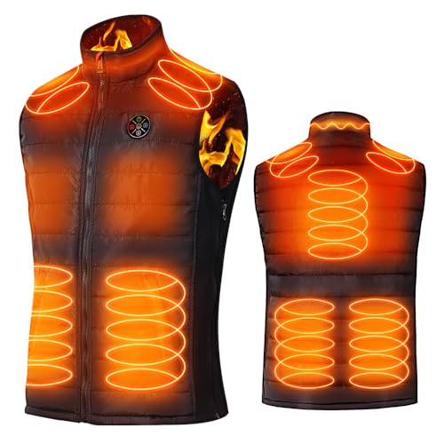 Large Heated Vest for Men Women - Lightweight Electric Jacket with 9 Heating Zones