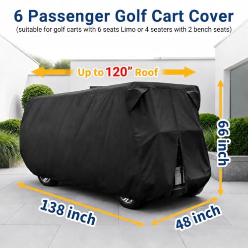 Moveland Waterproof 6-Seat Golf Cart Cover for Outdoor Storage - Black